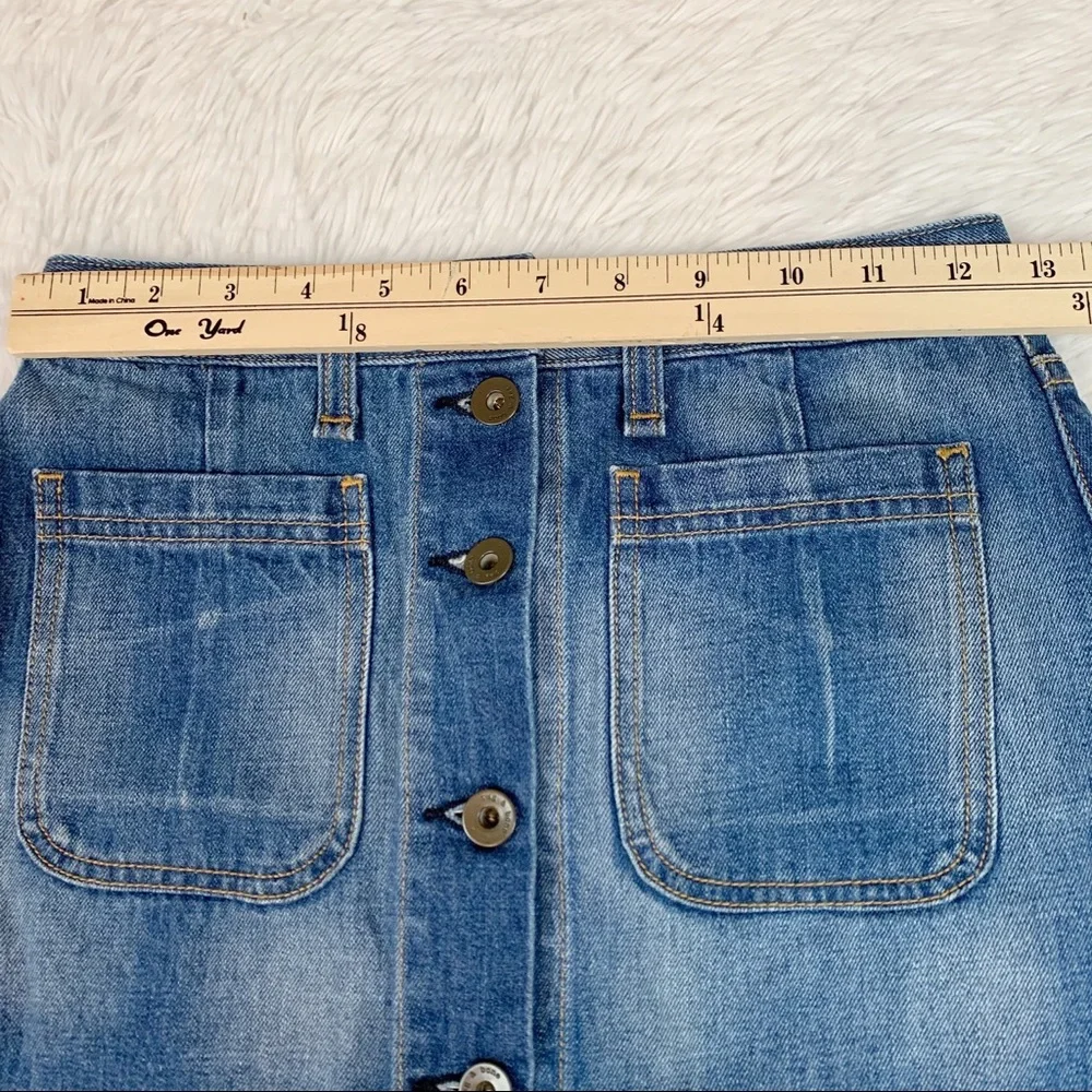 Rag &‎ bone Santa Cruz denim pencil skirt button front released raw hem
